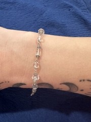 Vintage Sterling Silver 925 Labradorite Crystal Beaded Bracelet, 8.5in Long