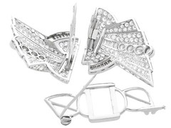 Art Deco 10.95 Ct Diamond and Platinum Duette Double Clip Brooch