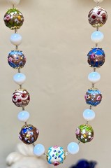 GORGEOUS Vintage Venetian Art Glass Wedding Cake & Opalescent Bead Necklace