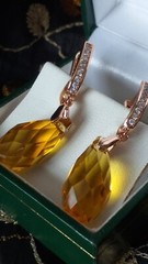 Vintage 1990s 14 Ct Rolled Gold Citrine Zircons Earrings – Hallmarked 585 !!