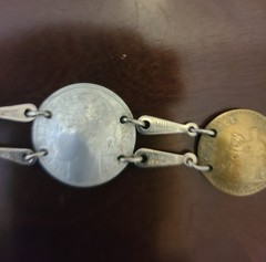 WWII Trench Art French Franc Coin Bracelet 1921 1922 1939 1941 Vintage Jewelry