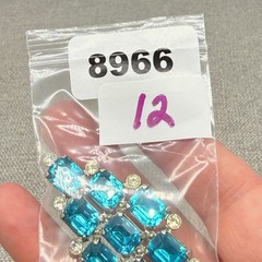 Vintage Brooch Blue Stones Clear Rhinestones 2.5 Inches