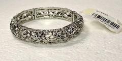Charter Club Stretchable Bracelet Silver Tone Floral And Crystals From Macy’s