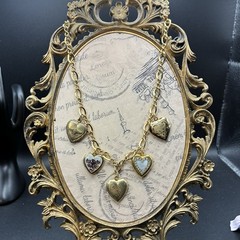 32g Vintage Estate 12k Gold Filled Charm NECKLACE + All GF Hearts Lockets Photos