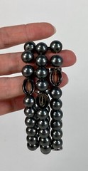 Vintage 1990’s to 2000’s Y2K pewter bead triple strand stretch bracelet by CHAPS