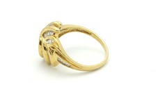 Vintage 1980s 14K Yellow Gold Channel Set Baguette Diamond Cluster Ring-Pinwheel