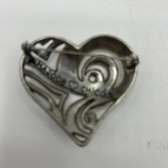 New Chico’s Have a Heart Brooch Pin Silvertone, Goldtone Rhinestones 2008