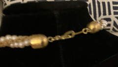 Vintage 5 Strand Faux Pearl Twist & Gold Tone Necklace 23 inches
