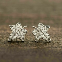 Lovely Leaf Stud Women’s Earrings 2.3 Ct Simulated Diamond 14K White Gold Over