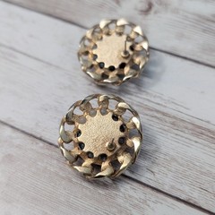 Vintage Stud Earrings For Pierced Ears Dark Blue with Chain Like Halo 1.25″
