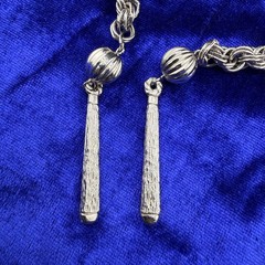Vintage Lariat Necklace Silver Tone Tassel 40”