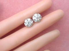 ANTIQUE 1.35ctw MINE DIAMOND PLATINUM BALLERINA SETTING 10 mm STUD EARRINGS 1930