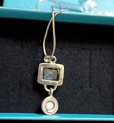 Vintage Silver 925 Genuine Sky Blue Topaz Drop Pearl Pendant Italy 16″ Chain