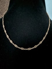12k Gold Filled Filigree Scroll Station Necklace Chain 18 inch beautiful dainty