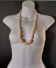 Vintage Off White Plastic Faux Bone Necklace 30in