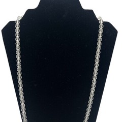 Vintage Faceted Clear Crystal Glass Beaded Long Necklace 30 1/2″