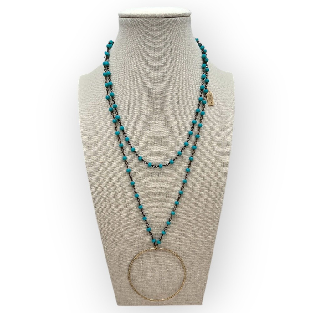 Meghan Bo Designs Turquoise Beaded 36” Lariat Necklace