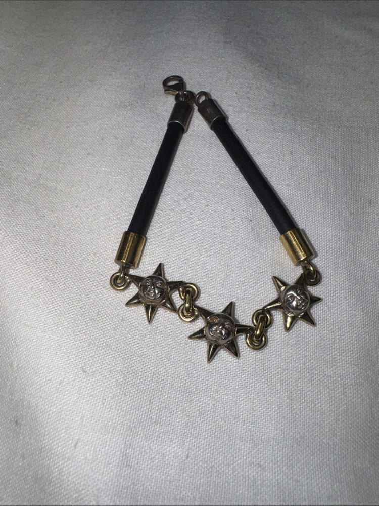 Sterling Silver Sun Moon Star Charm Bracelet 925 Celestial Vintage 7.5 “