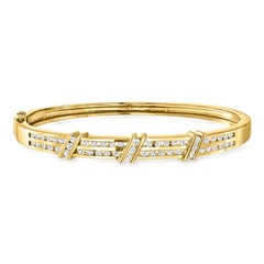 Vintage 1.00 ct. t.w. Diamond Bangle Bracelet in 14kt Yellow Gold. 7 inches