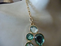STATEMENT LRG SKY BLUE * CLEAR RHINESTONES FLOWERS BIB NECKLACE #15/28