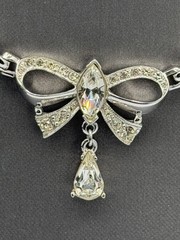Vtg Signed ANTHONY Silvertone Clear Rhinestones 16″ Necklace