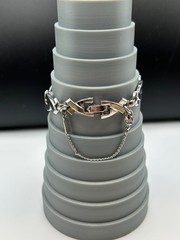 VINTAGE MONET SILVER TONE BRACELET SAFETY CHAIN – SIGNED
