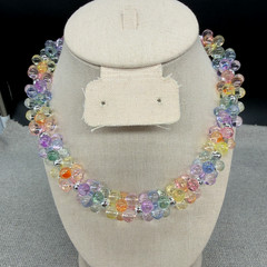 Vintage Necklace Acrylic Bubble Beads Pastel Multicolor 17 Inches Retro Mod