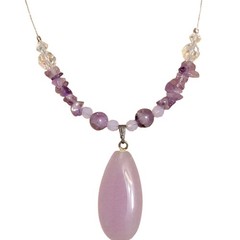 Vintage Purple Glass Stone Necklace Adjustable Length Women Jewelry Beads Gift