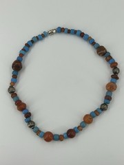 Southwestern Necklace Natural Orange Stones Blue Turquoise Color Beads 18 Inch