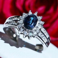 14k white gold 1.25ct natural diamond size 5.75 ring sapphire halo heated 3.35gr