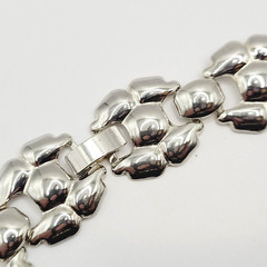 Professional Career Silver Tone Flat Link Chunky Wide Style Necklace 18 Inch