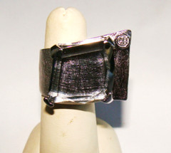 MCM Designer Vintage Mexico Sterling Silver 17.6g Smoky Gray Glass Ring 6 – 6.5