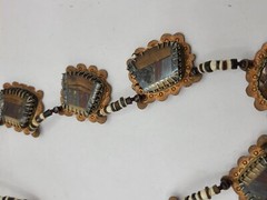 Vintage Mosiac Stones Brass Tribal Necklace 24″
