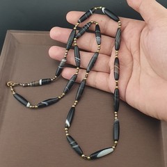 Vintage Tiny Sulaimani Natural Eyes Agate Beads Necklace 24in 6.2–24.2mm
