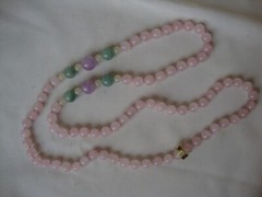 VINTAGE 12mm AMETHYST 10mm AVENTURINE JADE 8mm ROSE QUARTZ ENDLESS BEAD NECKLACE