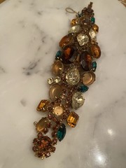 Juliana D&E Rhinestone Bracelet Brown Green 1960s Vintage Needs Repair AS IS WOW