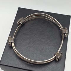 Vtg Brutalist Sterling Silver Wire Wrapped Bangle Bracelet Multi Strand 3″ 30+g