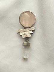 VTG 925 Sterling Silver Rose Clear Quartz Crystal Point Step Pendant Art Deco