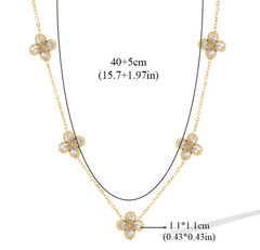 Gold-Tone Flower Zirconia Jewelry Set Waterproof Stainless Steel Vintage
