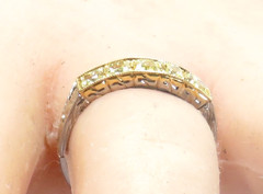 Antique Fancy Light Yellow Plat 18KY Cushion Diamond Wedding Band Size 6 EGL USA