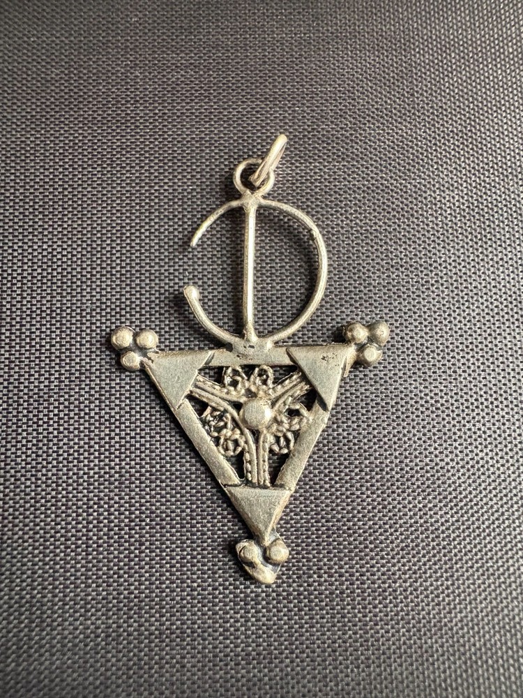 Vintage Silver Amazigh Fibula Pendant Handmade Moroccan Tribal Pendant
