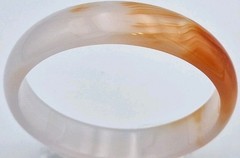 VTG Genuine Red Orange Icy Translucent Polished Agate Bangle Bracelet 57MM 30G