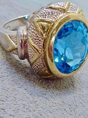 NEW 11 CARAT LONDON SWISS BLUE MINED OVAL CUT TOPAZ STERLING RING SIZE 8 RING