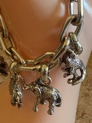 NIB Vintage Neiman Marcus FineArt 925 Silver Jungle Animals Charm Bracelet 70.3g
