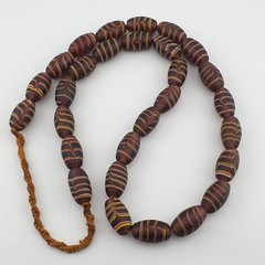 Vintage Venetian Style Feather Desgin Glass Beaded Necklace 22 inches Strand