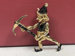 Vintage Marvella Elf Brooch Pin Gold Tone Enamel Painted