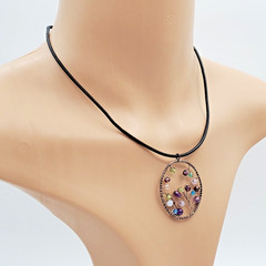 Artisan Tree of Life Pendant 925 Clasp Necklace 15in Leather Mixed Bead Handmade