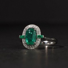 3Ct Art Deco Style Emerald Lab Created Diamond Engagement 14K White Gold FN Ring
