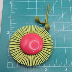 Vintage Mod Flower Brooch Pink Green Enamel Stem Pin MCM Retro Atomic Space Age