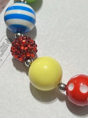 VTG Bubblegum Art Jewelry Lucite Resin Acrylic Faceted Bead Rhinestones Necklace